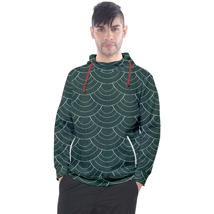 Green sashiko Men s Pullover Hoodie