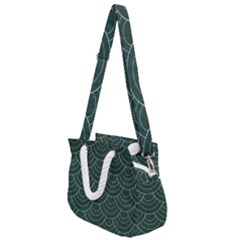 Green Sashiko Rope Handles Shoulder Strap Bag by goljakoff