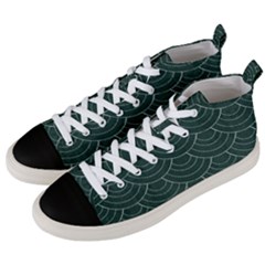 Green Sashiko Men s Mid-top Canvas Sneakers by goljakoff