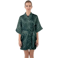 Green Sashiko Half Sleeve Satin Kimono  by goljakoff