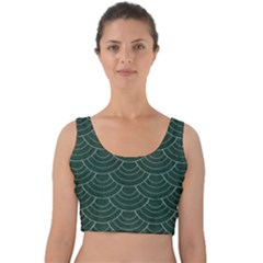 Green Sashiko Velvet Crop Top