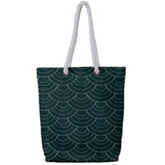 Green Sashiko Full Print Rope Handle Tote (small) by goljakoff