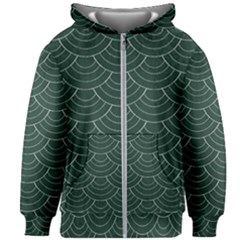 Green Sashiko Kids  Zipper Hoodie Without Drawstring by goljakoff