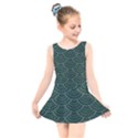 Green sashiko Kids  Skater Dress Swimsuit View1