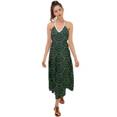 Green Sashiko Halter Tie Back Dress  by goljakoff