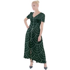 Green Sashiko Button Up Short Sleeve Maxi Dress by goljakoff