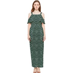 Green Sashiko Draped Sleeveless Chiffon Jumpsuit by goljakoff