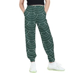 Green Sashiko Kids  Elastic Waist Pants by goljakoff