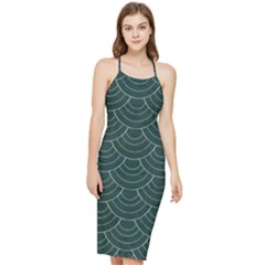 Green Sashiko Bodycon Cross Back Summer Dress by goljakoff