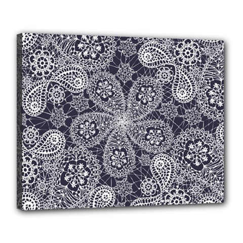 White flower mandala Canvas 20  x 16  (Stretched)