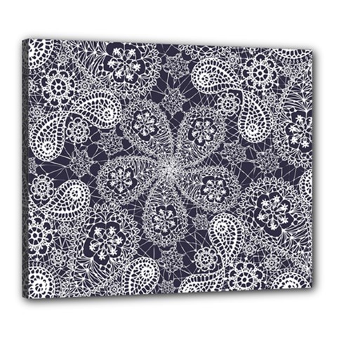 White flower mandala Canvas 24  x 20  (Stretched)