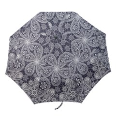 White flower mandala Folding Umbrellas