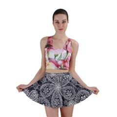 White flower mandala Mini Skirt