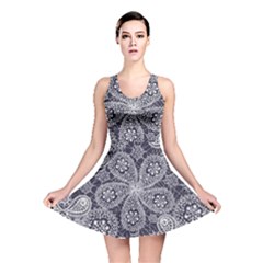 White flower mandala Reversible Skater Dress