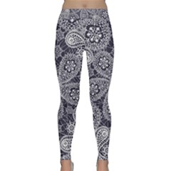 White Flower Mandala Classic Yoga Leggings by goljakoff