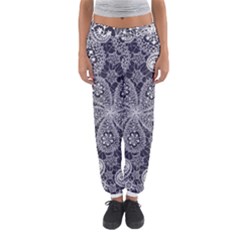 White flower mandala Women s Jogger Sweatpants