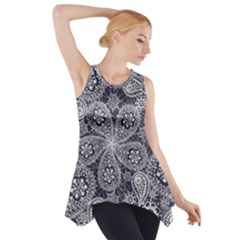 White flower mandala Side Drop Tank Tunic