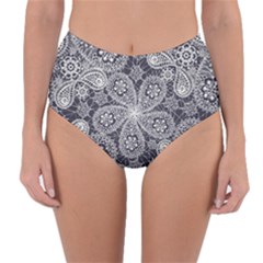 White Flower Mandala Reversible High-waist Bikini Bottoms by goljakoff