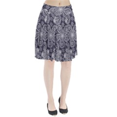 White flower mandala Pleated Skirt