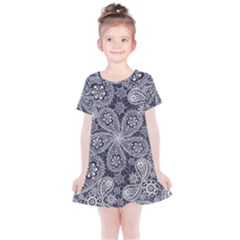 White flower mandala Kids  Simple Cotton Dress