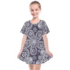 White flower mandala Kids  Smock Dress