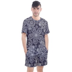 White flower mandala Men s Mesh Tee and Shorts Set