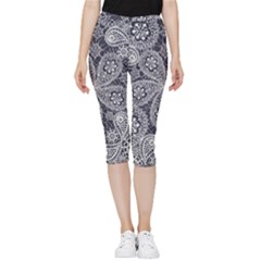 White Flower Mandala Inside Out Lightweight Velour Capri Leggings  by goljakoff