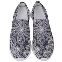 White flower mandala Men s Slip On Sneakers