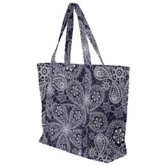 White Flower Mandala Zip Up Canvas Bag by goljakoff