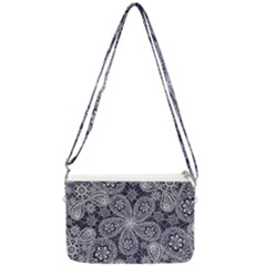 White flower mandala Double Gusset Crossbody Bag