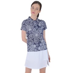 White flower mandala Women s Polo Tee