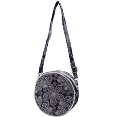 White flower mandala Crossbody Circle Bag