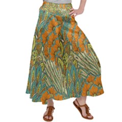 Orange Flowers Satin Palazzo Pants by goljakoff