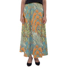 Orange Flowers Flared Maxi Skirt by goljakoff