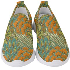 Orange Flowers Kids  Slip On Sneakers by goljakoff