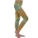 Orange flowers Kids  Lightweight Velour Classic Yoga Leggings View3