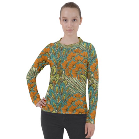 Orange Flowers Women s Pique Long Sleeve Tee by goljakoff