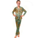 Orange flowers Kid s Satin Long Sleeve Pajamas Set View1