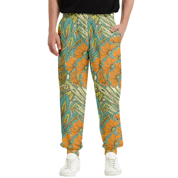 Orange flowers Men s Elastic Waist Pants