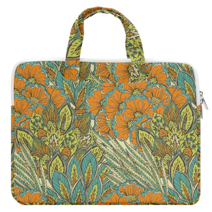 Orange flowers Double Pocket Laptop Bag