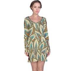 Field Leaves Long Sleeve Nightdress by goljakoff