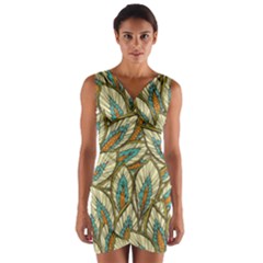 Field Leaves Wrap Front Bodycon Dress by goljakoff