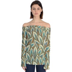 Field Leaves Off Shoulder Long Sleeve Top by goljakoff