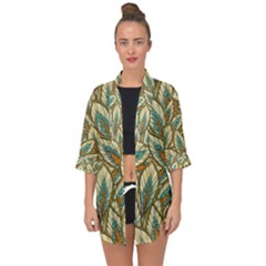 Field Leaves Open Front Chiffon Kimono by goljakoff