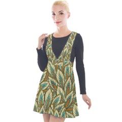 Field Leaves Plunge Pinafore Velour Dress by goljakoff