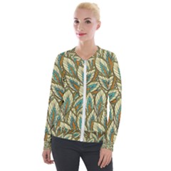 Field Leaves Velvet Zip Up Jacket by goljakoff