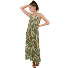 Field Leaves V-neck Chiffon Maxi Dress by goljakoff