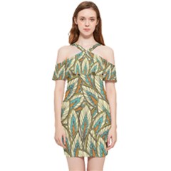 Field Leaves Shoulder Frill Bodycon Summer Dress by goljakoff