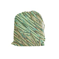 Green Leaves Drawstring Pouch (large) by goljakoff