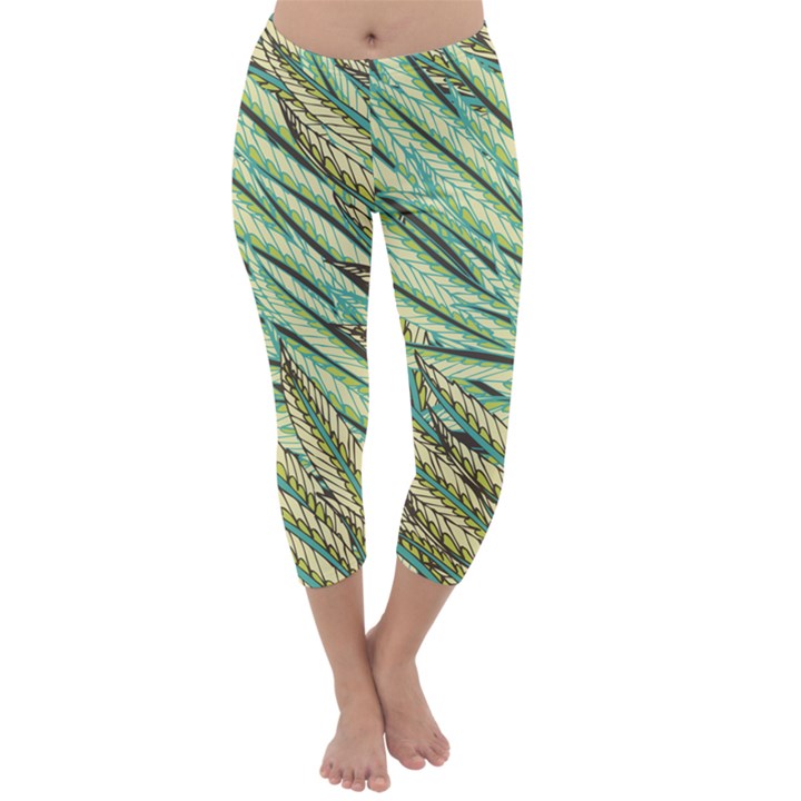 Green leaves Capri Winter Leggings 